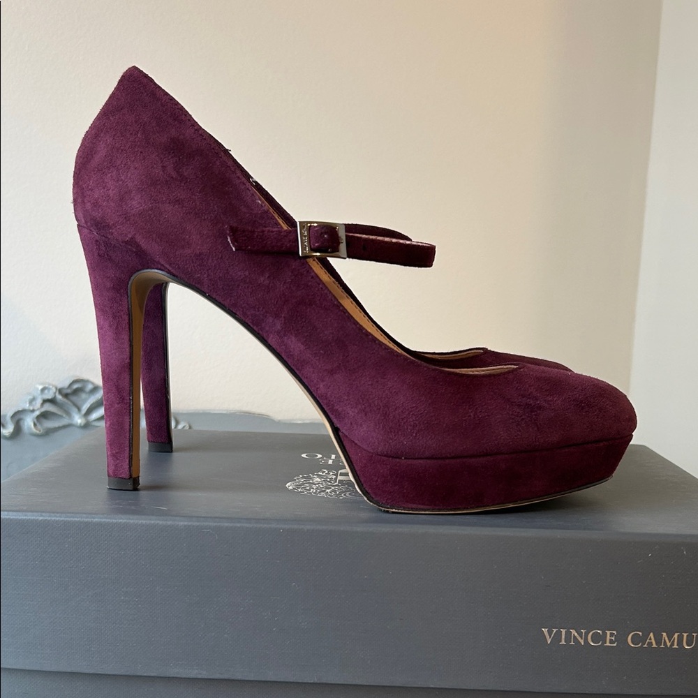 Vince Camuto Burgundy Suede Platform Heels